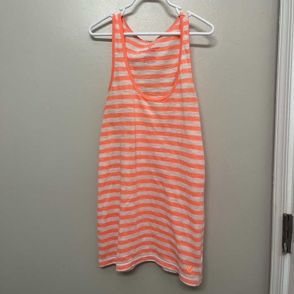 American Eagle Outfitters Orange and White Striped Tanktop XS